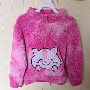 Seven Apparel pink Cat Half-Zip Sherpa Hoodie